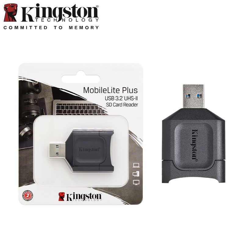 كينغستون موبايل لايت بلس USB 3.2 UHS-II قارئ بطاقات SD SDHC SD قارئ SDXC قارئ بطاقات الذاكرة USB محول للكمبيوتر