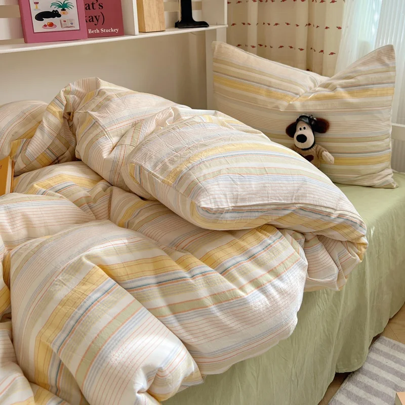 Bettwäsche-Set, doppellagiges Garn, INS, für Mädchen, Pilz, weiche gewaschene Baumwolle, Bettlaken, Queen-Size-Bett, Bettwäsche-Set, Kissenbezug, Bettlaken – Detail 11