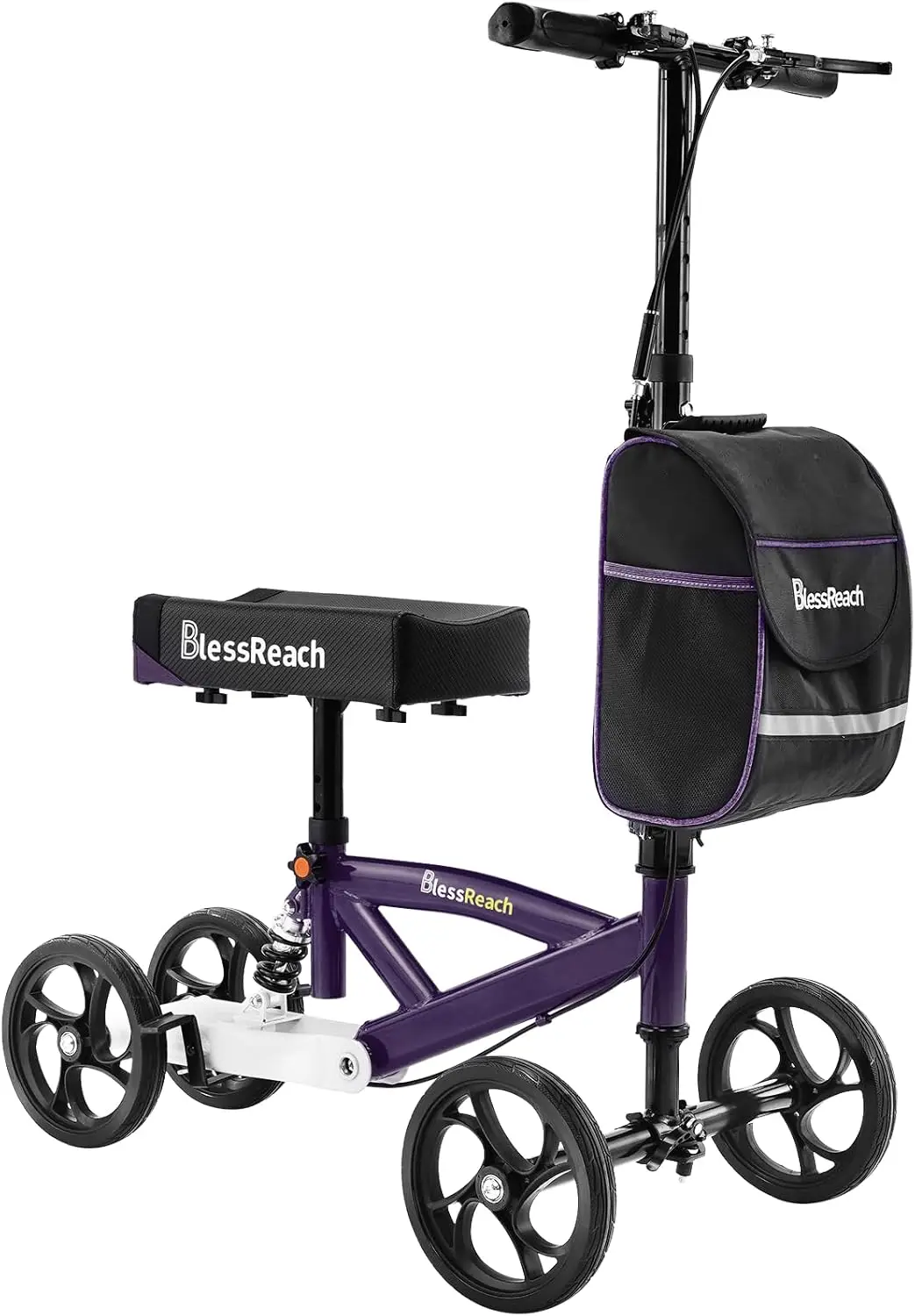 

Steerable Knee Walker Scooter for Foot Injuries, Compact with Dual Brakes and Shock Absorption (Purple)