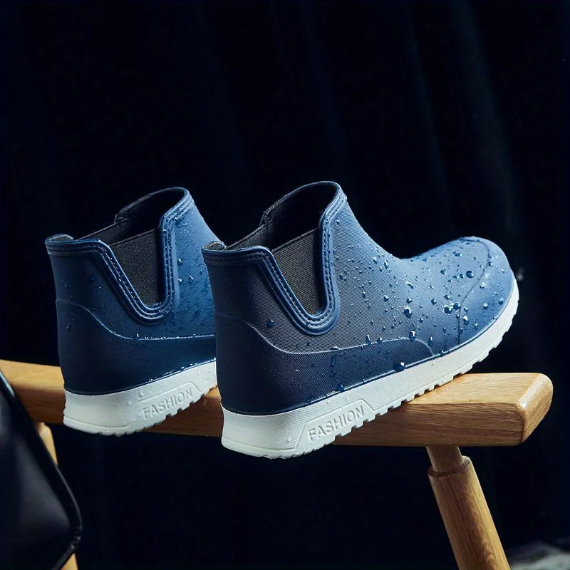 

Black Rain Shoes for Men Rubber Shoe Platform Ankle Boots Blue Autumn Winter Slip on Booties Boots for Men Waterproof Work Botas