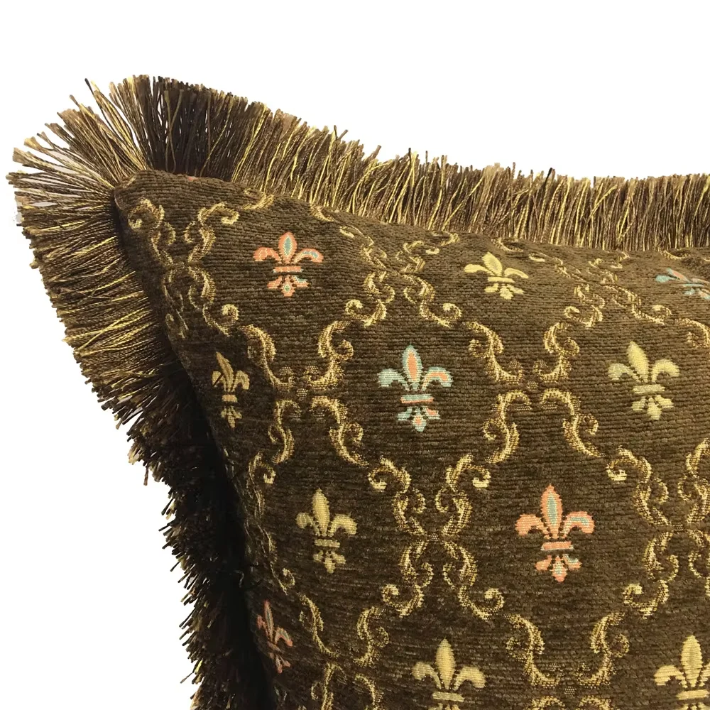 Vintage Diamond Soft Chenille Pillow Case Small Flower Brown Check Viscose Sofa Decorative Cushion Cover 45x45cm Sell by Piece