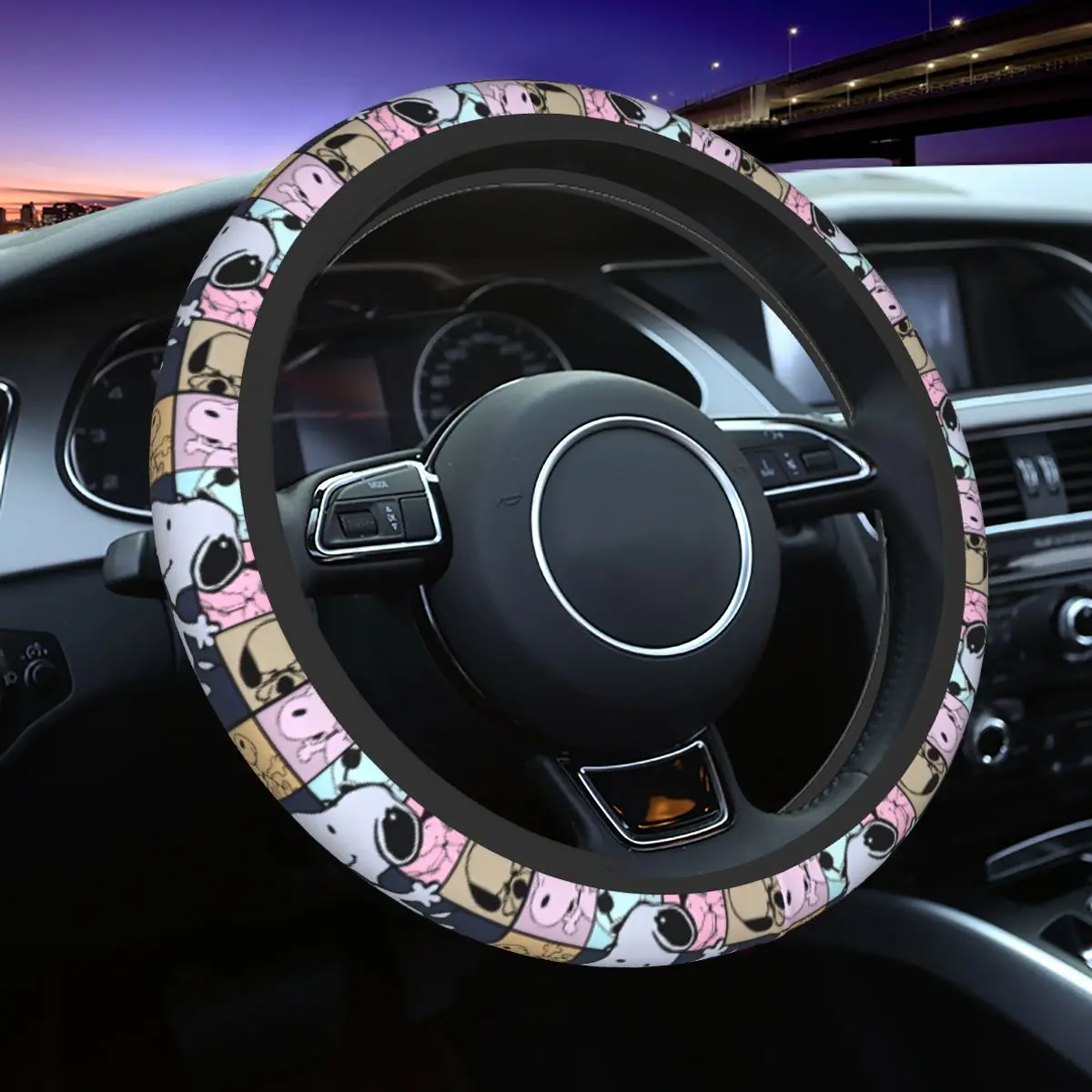 

38cm Steering Wheel Covers Snoopy Tour Cartoon Universal Car-styling Colorful Car Accessories