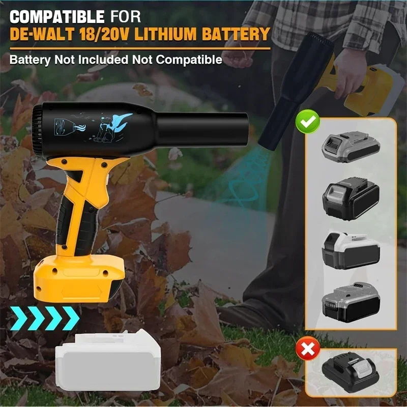 

Портативный жестокий турбовентилятор для Dewalt 18 В 20 В литий-ионный аккумулятор Беспроводные жестокие турбовентиляторы Электрические инструменты для очистки пыли