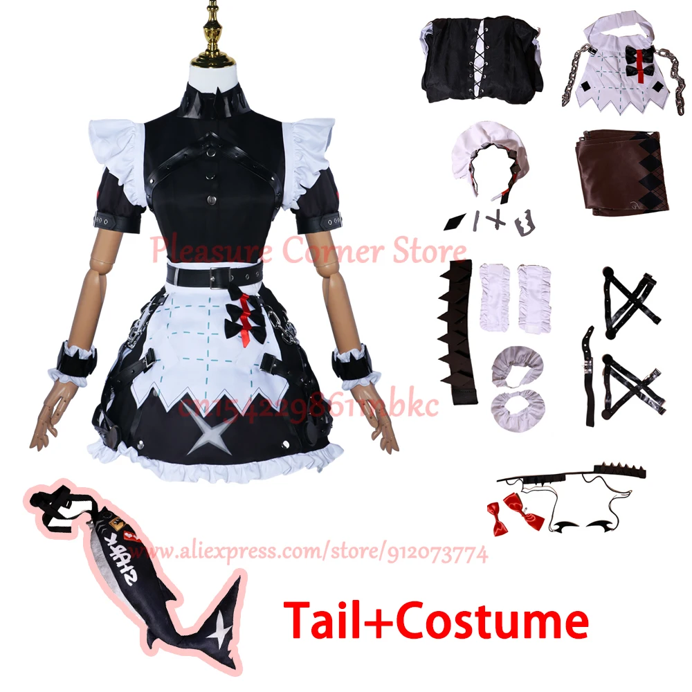 Zenless Zone Zero Ellen Joe Cosplay Costume Full Set Props ZZZ Ellen Joe Cosplay Costume Dress Tail Wig Full Set Ellen Joe Shoes