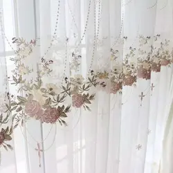 Balcony Embroidered Hanging Basket Embroidered Gauze Curtain Curtains for Living Dining Room Bedroom