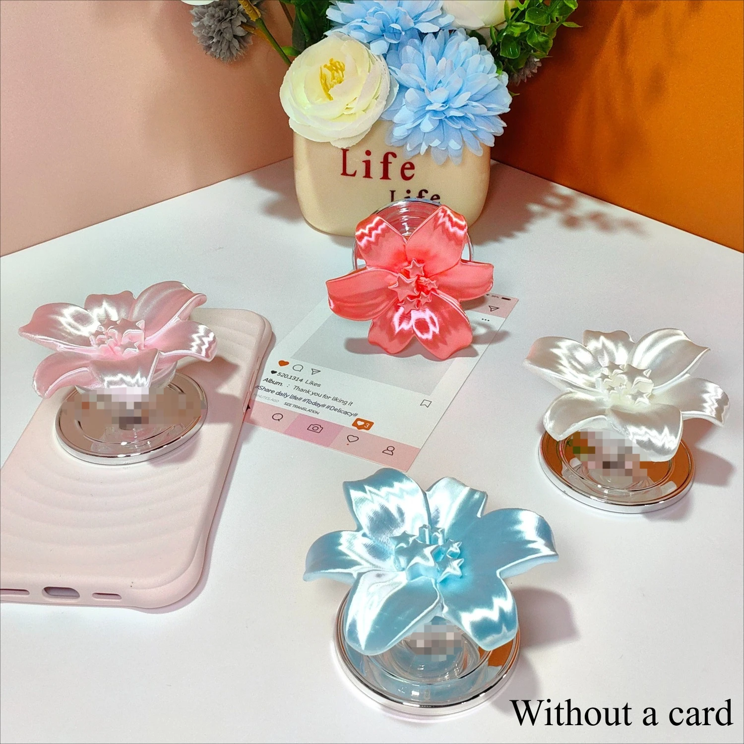 

Korean Trendy 3D Flower For iPhone 16 15 Samsung Google Magnetic Phone Holder Folding Stand Universal For MagSafe