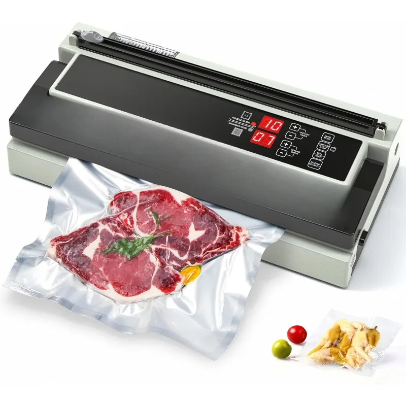 16'' Commercial Vacuum Sealer Machine, Meat Sealer Vacuum Packing Machine with Double Pump and Auto Cooling System