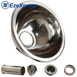 Fregadero de lavabo de acero inoxidable para caravana, accesorios redondos para barcos y yates, autocaravanas y remolques