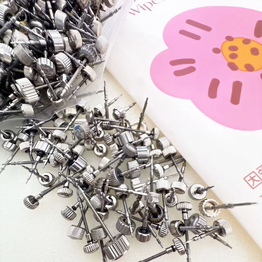 Watch Accessories: Stem Winding Crown & Stem Head with Various Sizes, Random Mixed Packing of 50|100pcs Movement Parts