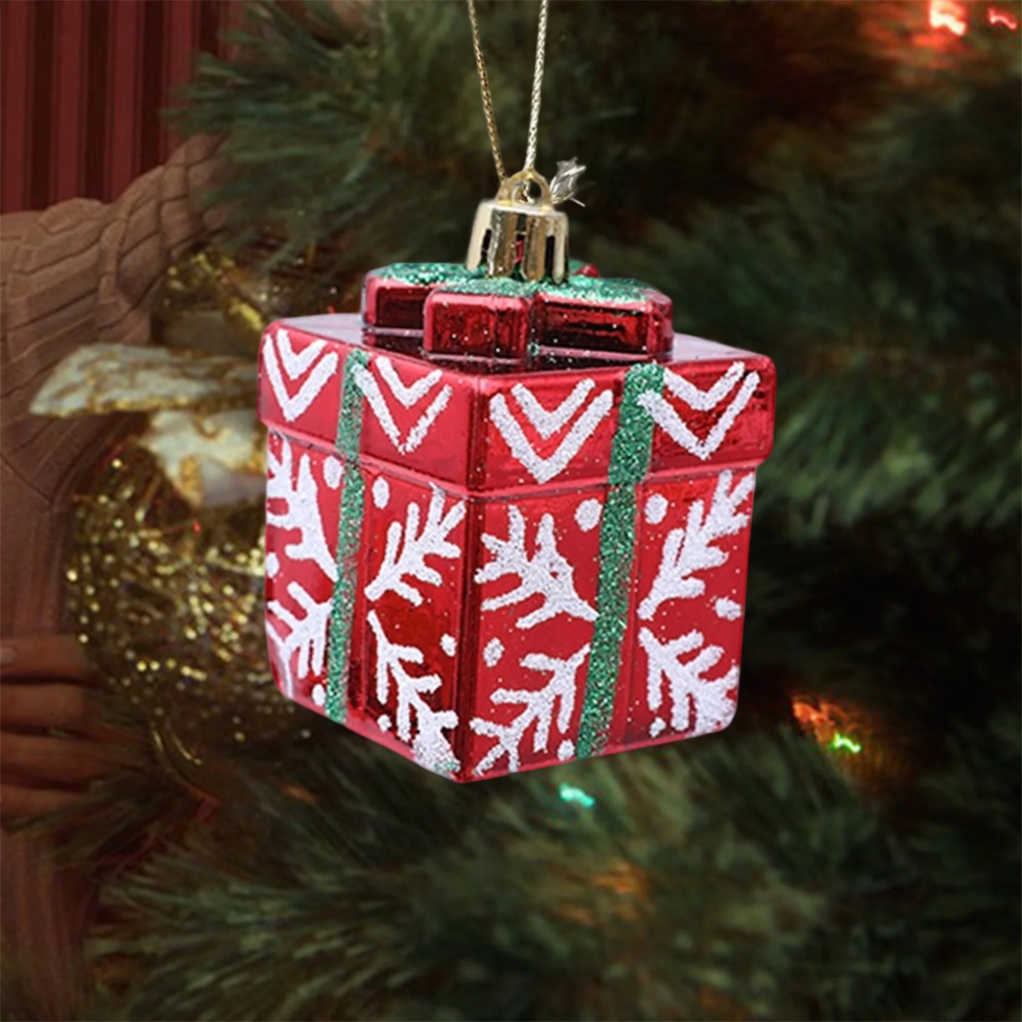 مجموعة من 4 صناديق هدايا لامعة لتزيين الأشجار وأحتفالات العطلات المنزلية