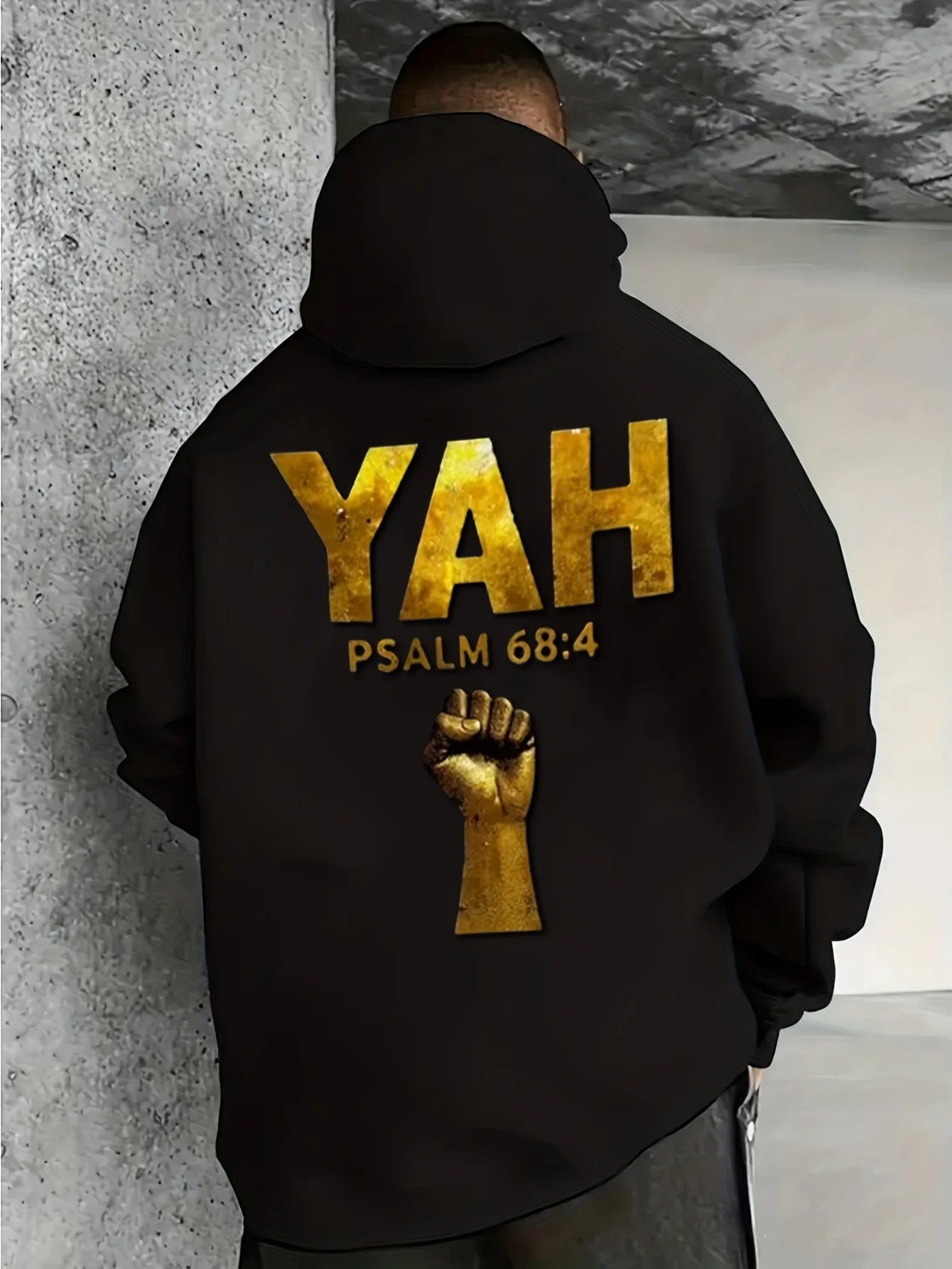 Men's Hebrew Christian Song of Songs Printed Hoodie - Plus Size Long Sleeve Style, Featuring Hebrew Text and Psalm Patterns, Machine Washable Casual Religious Clothing, Suitable for Church Wear and Everyday Casual Wear