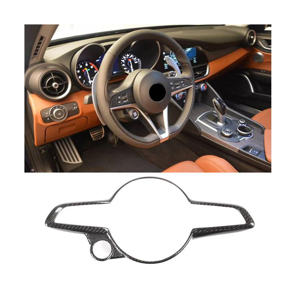 Car Steering Wheel Button Cover Sticker Carbon Fiber Interior Trim for 2020-2022 /Stelvio