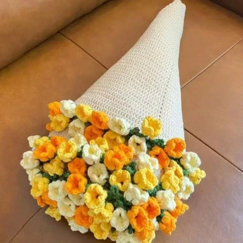 80/110cm Bouquet Blanket Romantic Rose Handmade Blanket Flower Blanket Finished Handmade Bouquet Ornaments Gift for Couples