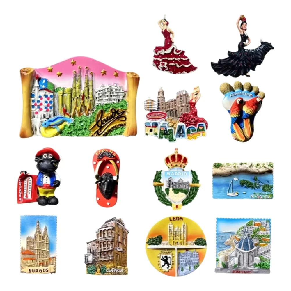 Imán de Resina 3D para Refrigerador con Diseño de España, Madrid, Tenerife, Bailarina de Flamenco, Toro, Paisaje Urbano, Regalo de Viaje, Decoración del Hogar