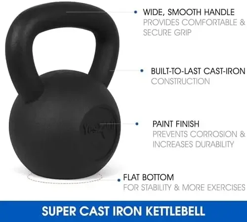 Kettlebell Cast Iron Sets 5, 10, 15, 20, 25, 30 lbs, Multi-Level from Beginners to Pros Kettlebell Set for Strength Training