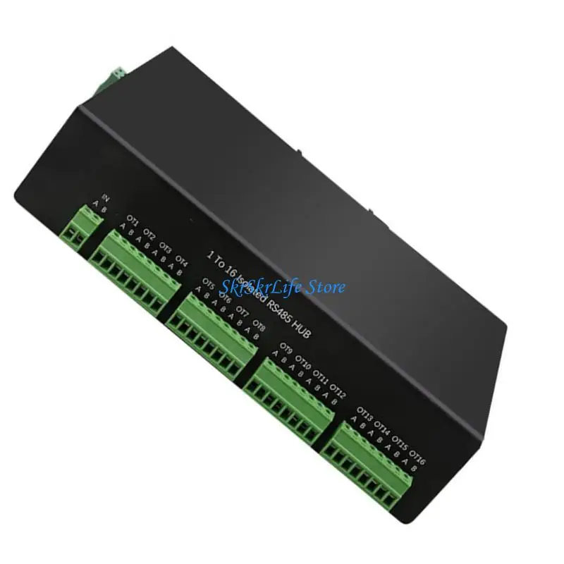 E65E RS485 Hub 16-Channel RS485 Splitter 16-Port 485 Sharer Splitter 1 In 16 Out Industrial-Grade Isolated HUB