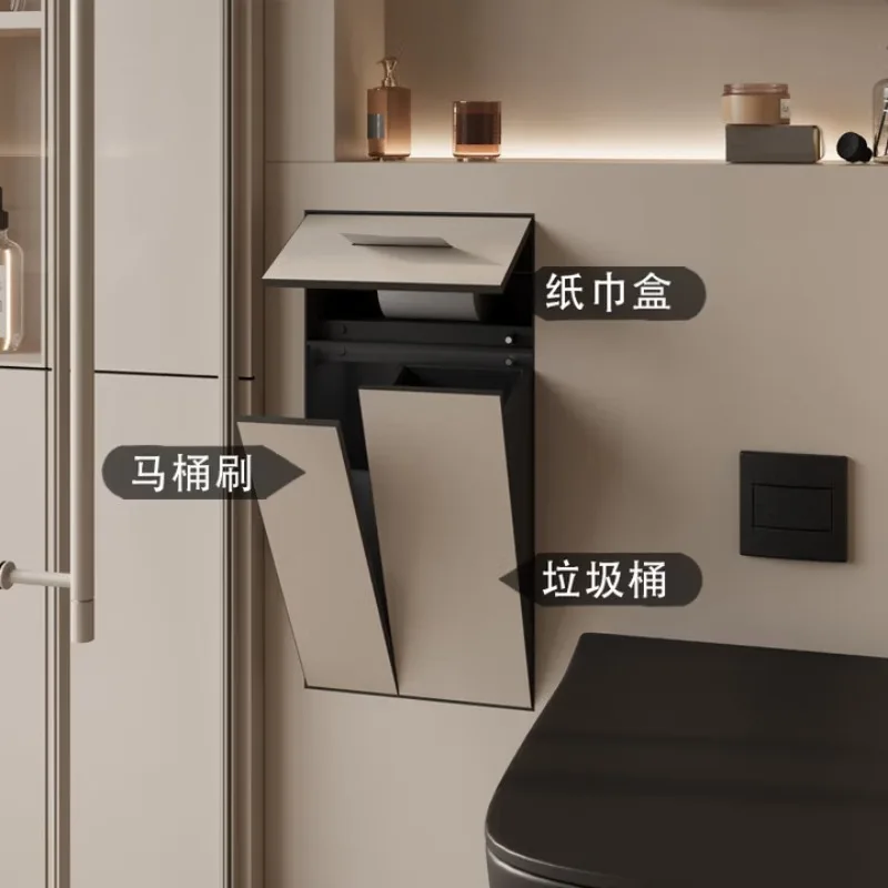 Toilet niche 304 stainless steel toilet hidden trash can storage stainless steel embedded tissue box