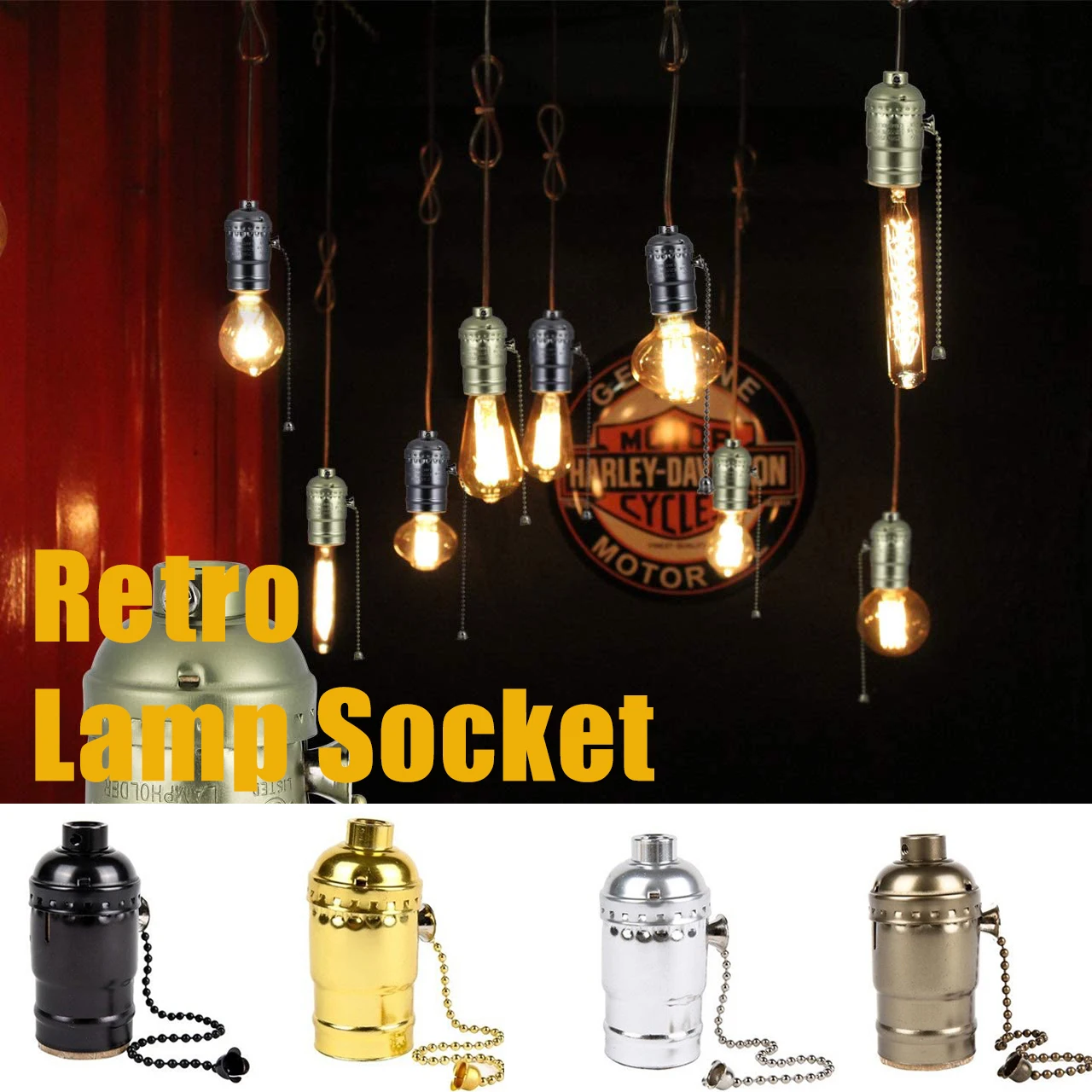 E27 Lamp Base Socket Holder Vintage Aluminum Retro Antique Industrial Pendant Copper DIY Brass Indoor Lighting Decoration Home