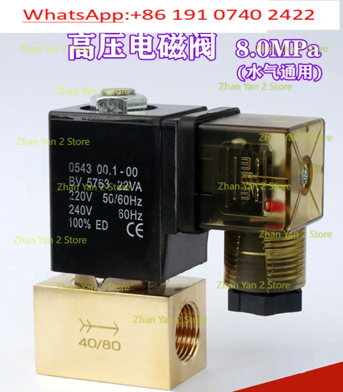 JT22-02 Small two-position two-way high-pressure solenoid valve Normally closed pressure 8Mpa water valve Air valve AC220VDC24V