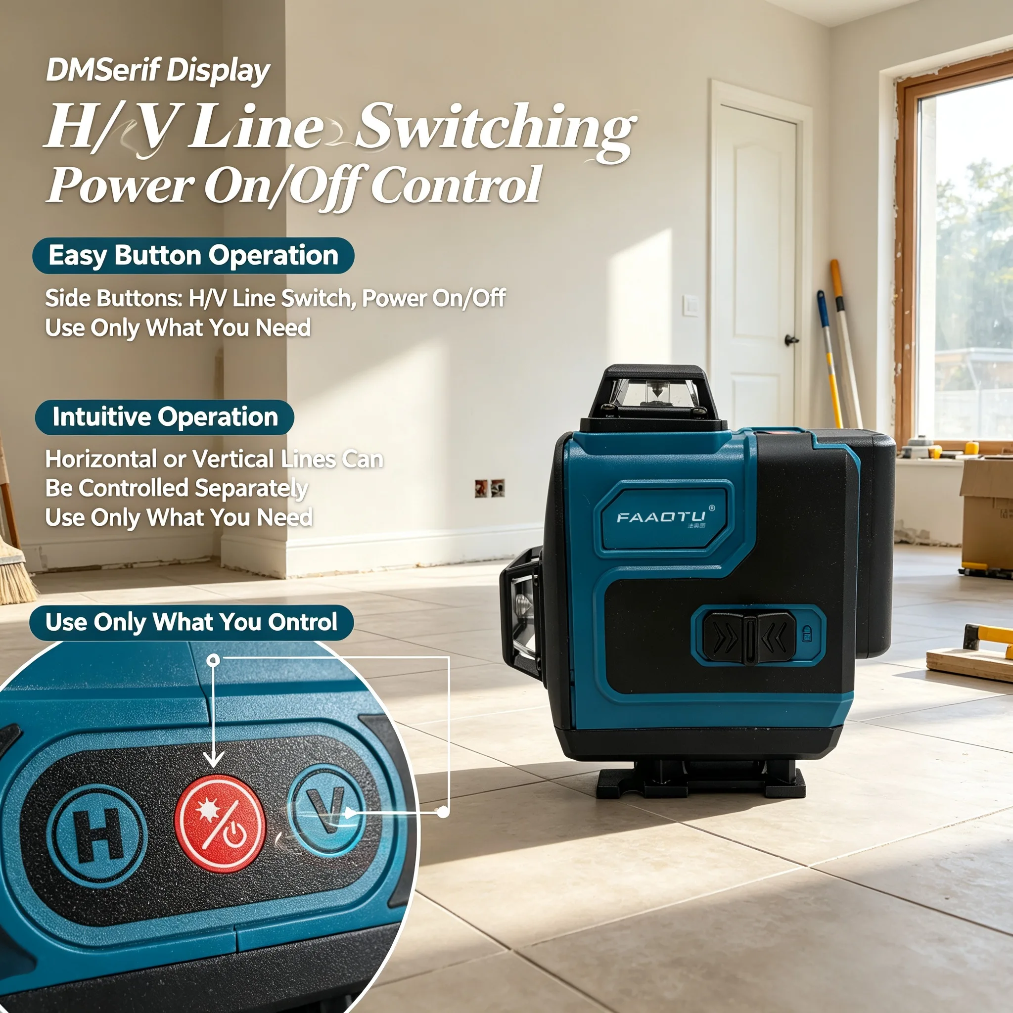 FAAOTU Laser Level Matches MT Appearance & Performance Auto Self‑Leveling Cross‑Line Leveler