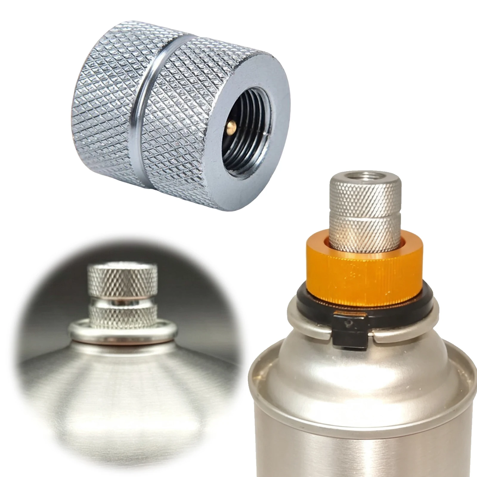 Flat Canister Stove Converter Camping Stove Connector Aluminum Alloy Screw Thread Universal Outdoor Gear