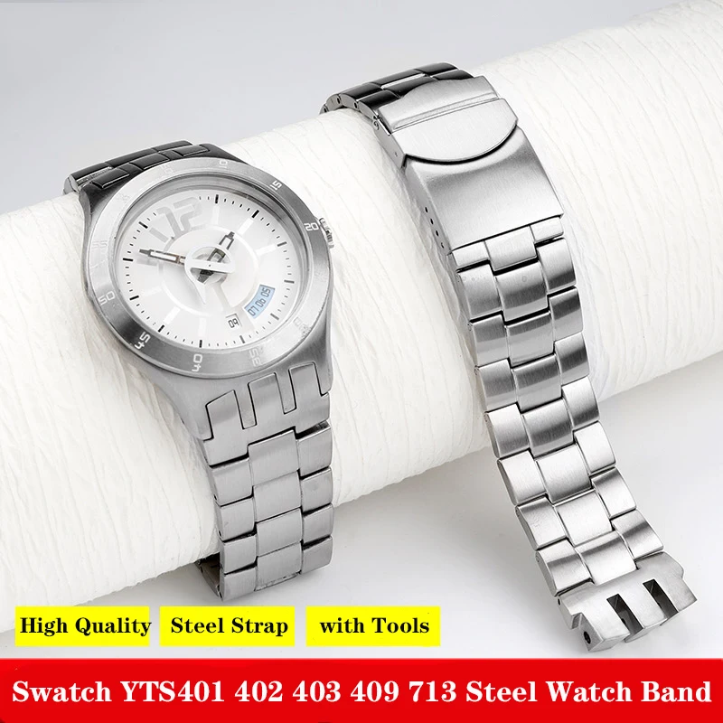 For Swatch YTS401 YTS402 YTS403 YTS409 YTS713 YTB400 Precision Steel Watchband Stainless Steel Metal Chain Men Watchband 20mm