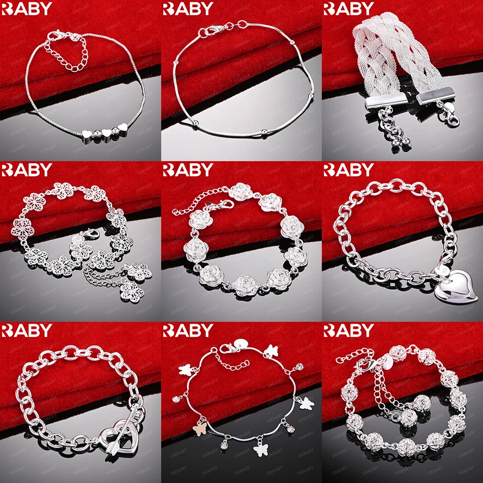 

URBABY 925 Sterling Silver Design Bracelets For Women Men Charm Trend Birthday Gifts Fashion Party Fine Jewelry