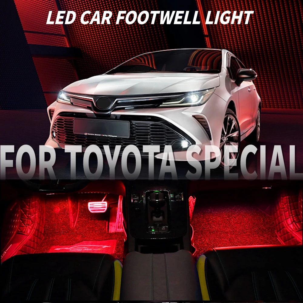 2PCS Interior Footwell LED Light for Toyota Camry Corolla RAV4 Crown Lexus accessories glovebox Decorative Illuminator Connector