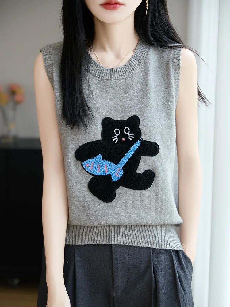 

Корейский мягкий вязаный свитер с вышивкой, женская верхняя одежда, теплый, с круглым вырезом и подплечниками, весенняя мода