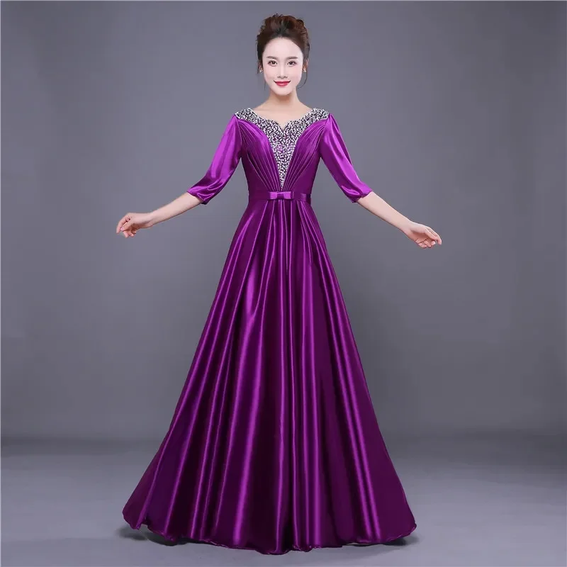 Elegant Elegant Choir Performance Dress Female Long High School Student Modern Fashion New Host Dress Female Evening Dress Femal