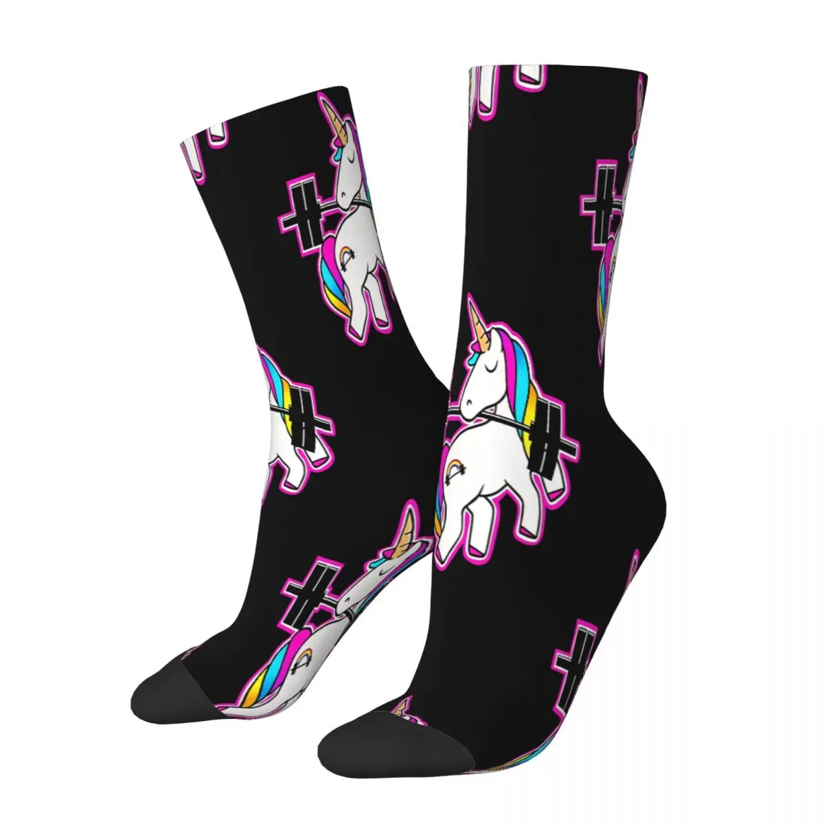 Fitness Cardio Funny Unicorn Socks Male Mens Women Winter Stockings Polyester