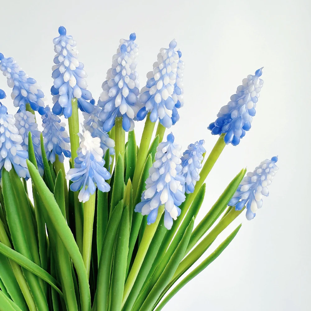 Blue Grape Hyacinths Artificial Flower Bouquet Small Artificial Hyacinth Decoration Bridal Wedding Bouquet Floral Arrangement