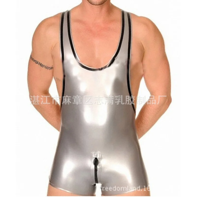 

Europe and America Cross Border Latex Clothing Men's Latex Sleeveless Vest Sexy Latex Clothing