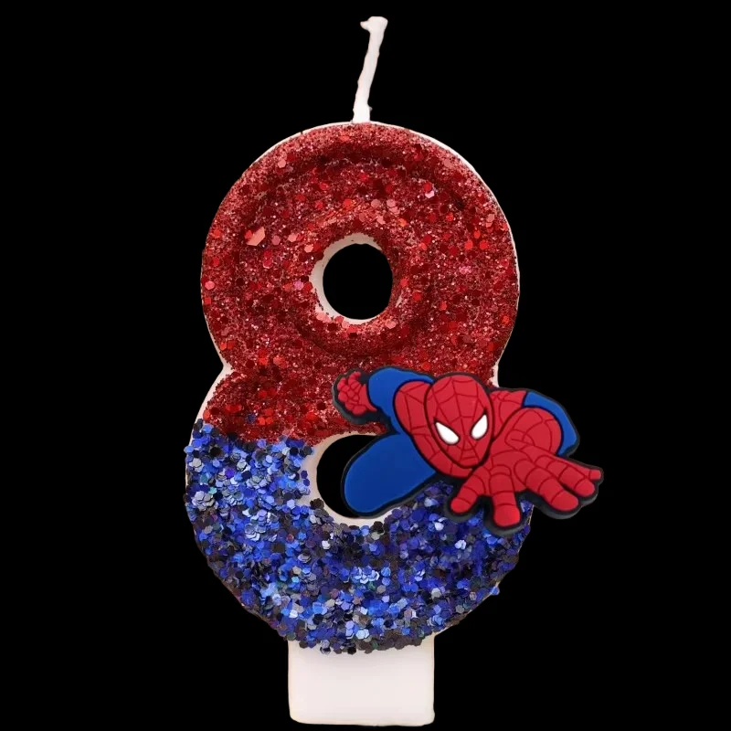 1 шт., милый супергерой, Человек-паук, забавная фигурка, узор свечи, От 0 до 9, вечерние, день рождения, свеча, украшение для торта, детский праздничный подарок