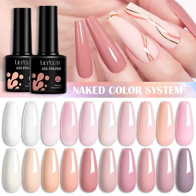 LILYCUTE 7ML Gel Nail Polish Pink Nude All For Manicure Semi Permanent Soak Off Gel UV LED Nail Art Varnish Base Top Matte Coat