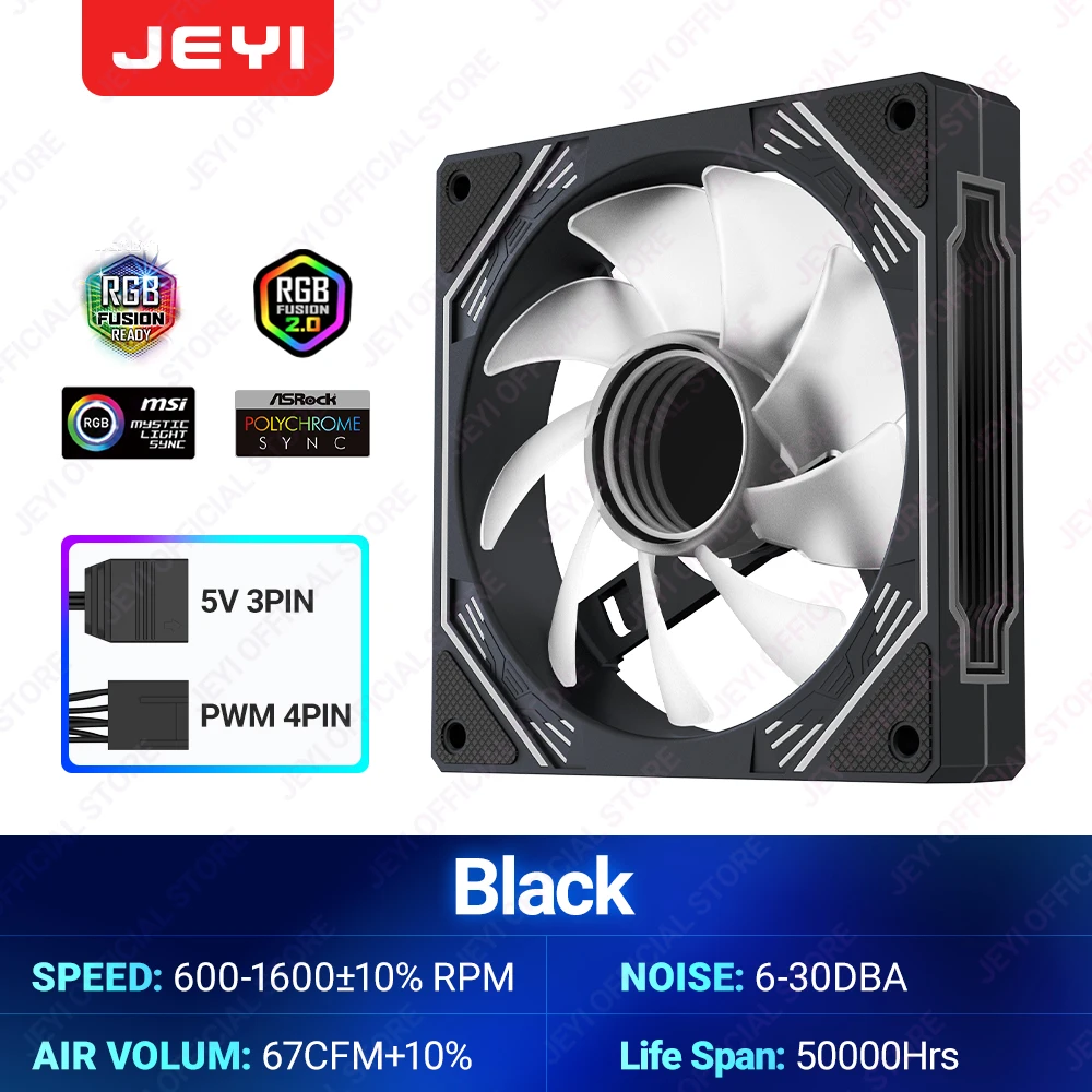 Jeyi Argb Fan 120Mm Pc Koelventilatoren Computer Fan Ultra Stille Heatsink Met 4pin Pwm, 5V 3pin Argb Adresseerbare Sync/Rc Poort