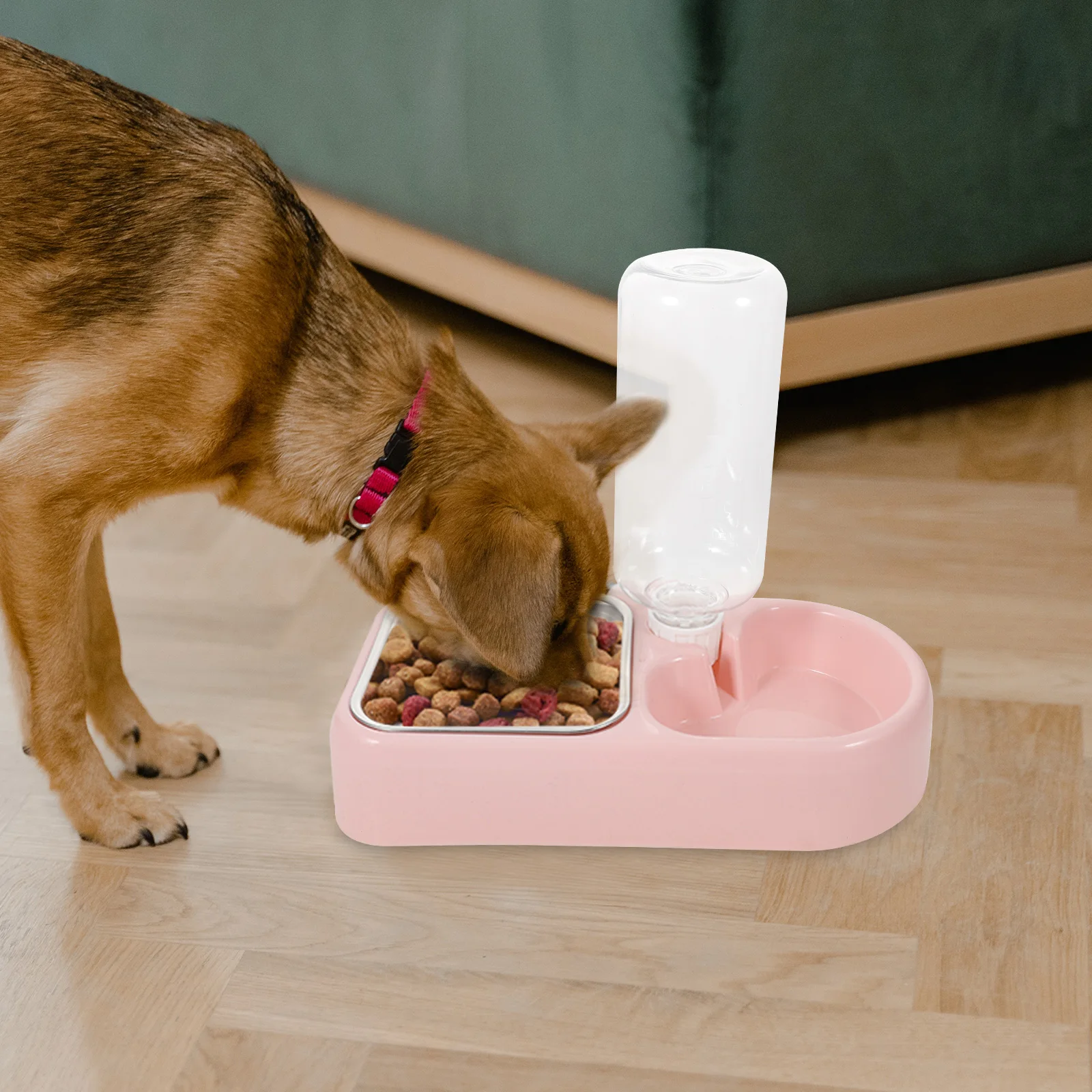 

Safe Environmentally Friendly Pet Water Feeder Smooth Surface Dog Cat Drinking Tool Pink Food Container