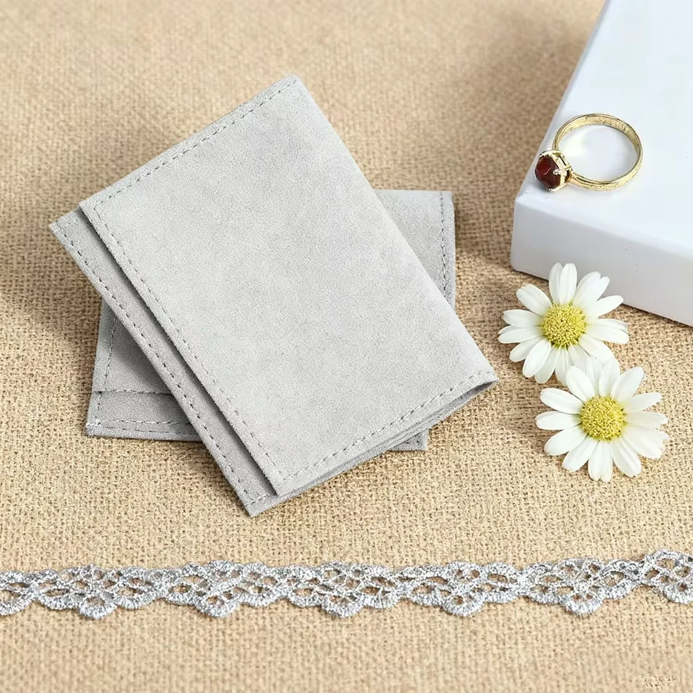 20Pcs Gray Velvet Jewelry Gift Bag Microfiber Envelope Wedding Favors ID Card Headset Earrings Bracelet Pendant Organizer Pouch