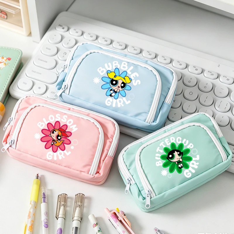 

The Powerpuff Girls Pencil Case Cartoon Multi Pocket Pen Pouch Student Large Capacity Pencil Bag Stationery Organiser Bag Gift