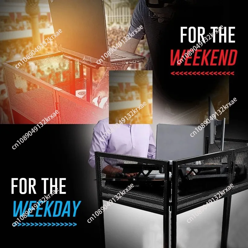Portable folding DJ booth black and white suitcase vertical DJ table