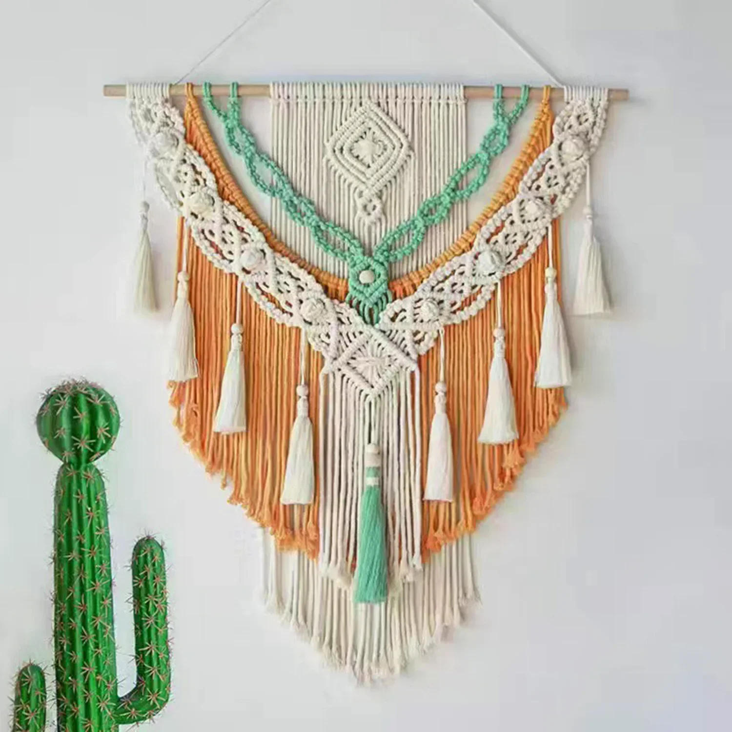 Macrame Woven Wall Hanging Boho Home Chic Bohemian Geometric Art Decor Beautiful Apartment Dorm Room Decoration Tapestry