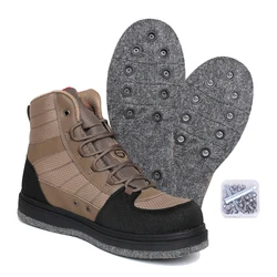 Men's Fishing Wading Boots Felt Sole Lightweight Anti-Slip Hunting Felt Bottom Waders Shoes With Metal Wading Studs