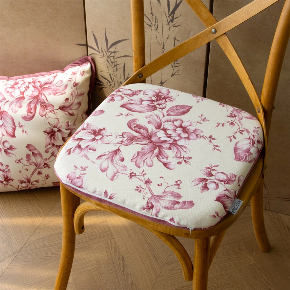 Advanced Peony Flower Cushion Office Living Room Chair Cushion Prolonged Sitting Rebound Home Furnishings Cushion Romantic Style