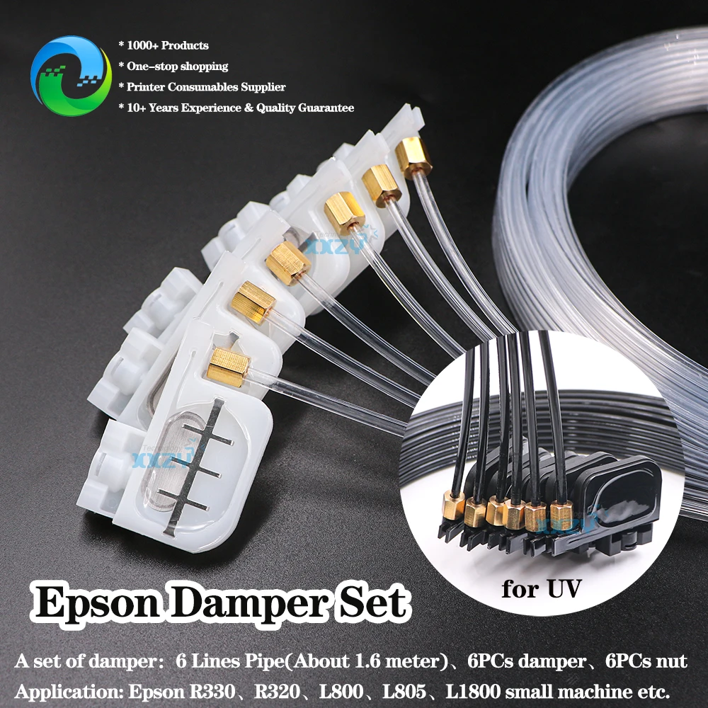 UV Ink Tube 6 Line Hose With Small Damper Nut for Epson DX4 DX5 R330 R290 T50 L800 1390 Printer Damper Set