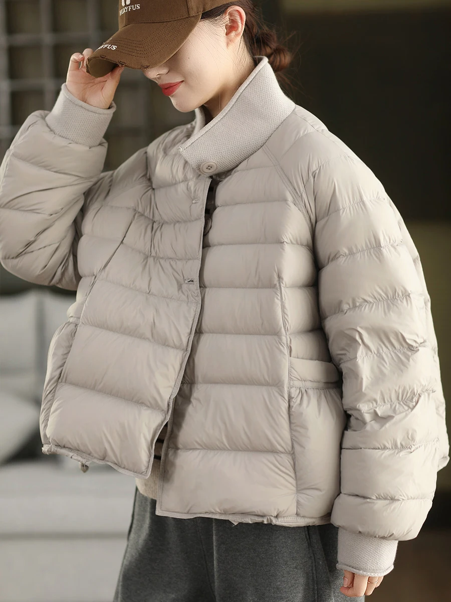 

Утепленное вязаное белое пуховое пальто для женщин: модное, с пэчворком, на шнурке, теплое, в стиле ретро, с длинными рукавами