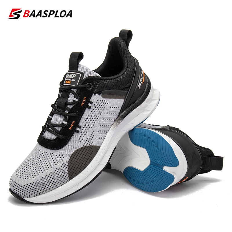 Baasploa 2023 New Men Fashion Sneakers Breathable Casual Running Shoes Anti-Slip Shock-Absorbing Knit Walking Shoes