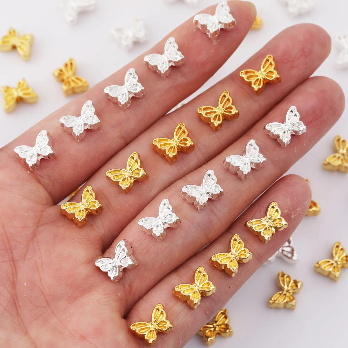 25pcs/50pcs Random Color Zinc Alloy Butterfly Beads,10*7mm Loose Spacer Beads for Handmade DIY Craft Jewelry Making Supplies