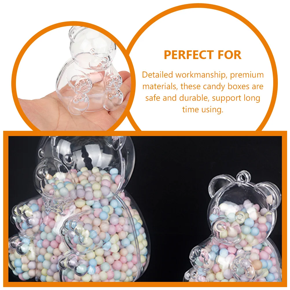 Boîte à Bonbons en Forme d'Ours, Conteneur Transparent pour ix, Plusieurs Intervalles de Mariage, Étui pour Banquet, 8 Pièces