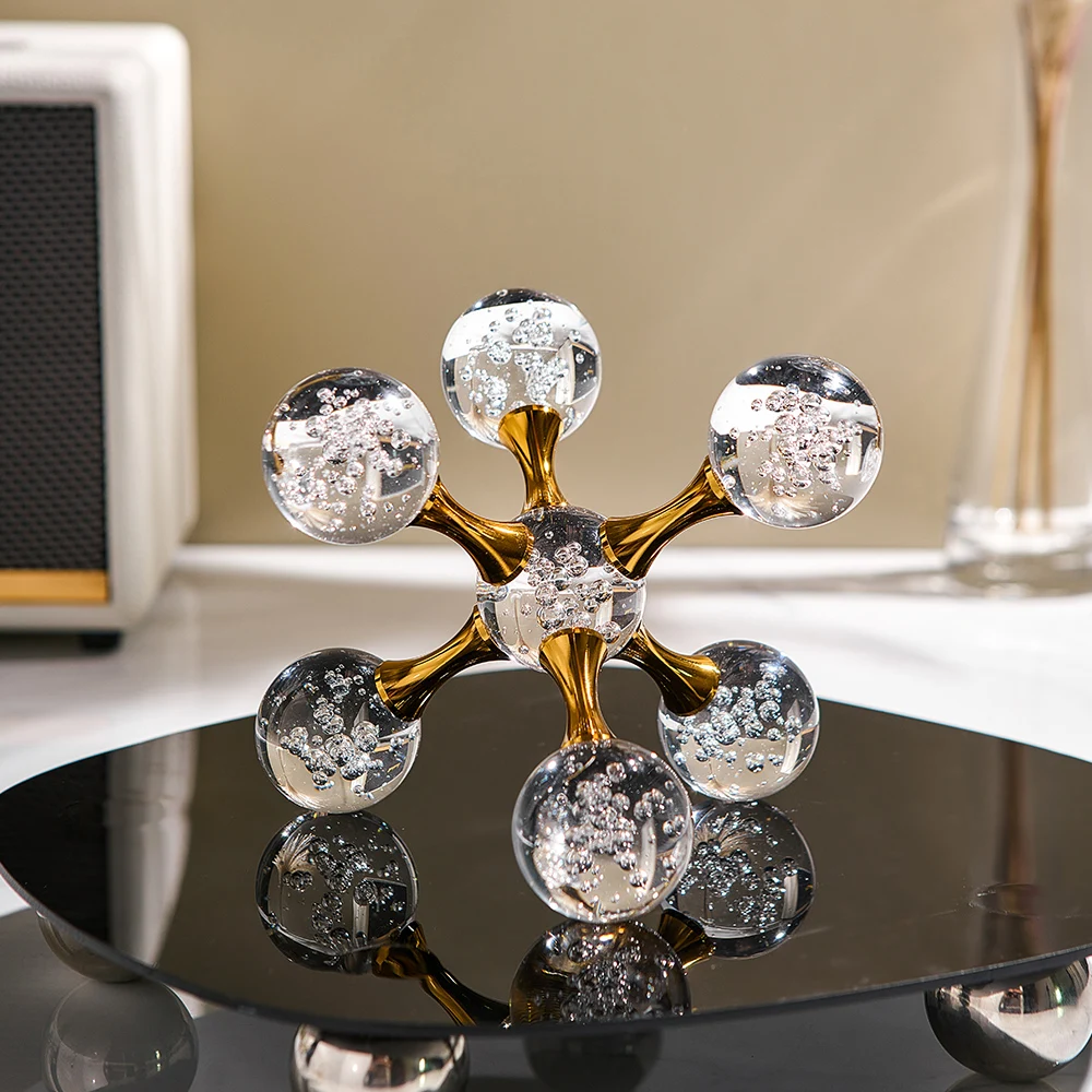 Crystal Molecular Ball Ornament, Luxury Home Decor, Modern Living Room, Desk Statue, Decoration Accessories, Crafts Gift