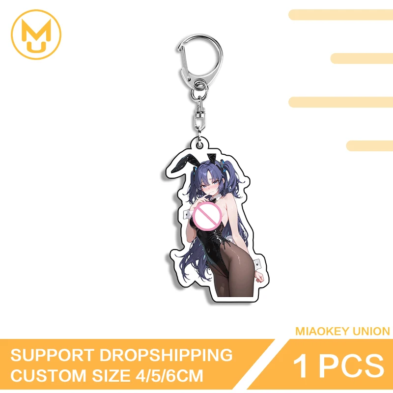 Blue Archive Bunny Girl Waifu Keepsake Gift Amusing Waterproof Key Chains Advance Guard For Backpack Clothes Hat Jewelry Gifts
